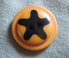 Neat Vintage Yellow and Black Plastic Button. picture