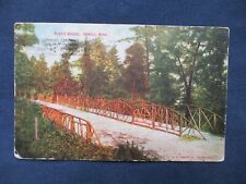1912 Bemidji Minnesota Rustic Bridge Postcard & Flag Cancel picture