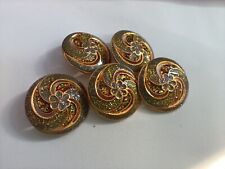 5 pcs. Vintage enamel flower metal buttons picture