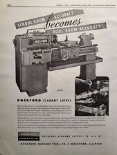 Vintage Print Ad 1952 Rockford Economy Lathes Accuracy School Shop Machine picture