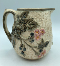 Antique Wedgwood Majolica Argenta Blackberry Pitcher Berries Flowers Leaves picture