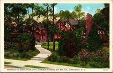 Vtg Greensboro NC Julian Price Residence Jefferson Standard Life 1940 Postcard picture