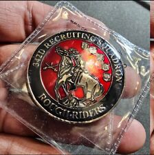 342D Recruiting Squadron Rough Riders Challenge Coin Bronze Red Enamel Token picture