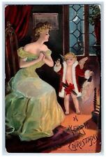1908 Christmas Pretty Girl And Cupid With Ring Spring Valley VA Antique Postcard picture