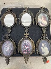 6 Vintage Brass Oval Italian Picture Frames Made in Italy Flower, Mirror , Girl picture