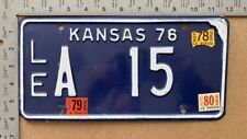 1980 Kansas license plate LE A 15 YOM DMV tough LANE county low number 15185 picture