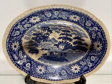 Vtg. Scenic Blue/White Oval Serving Bowl Made In Occupied Japan Blue Transfer picture