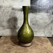 Vintage Glad Avocado Green Vase 12” Marble Design *GORGEOUS* picture