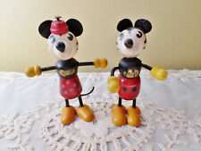 Antique 1930's Walt Disney Mickey And Minnie Mouse FLEX Wood Figures picture