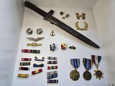 Military Lot Bayonet Medals Ribbions Collar Insignia picture