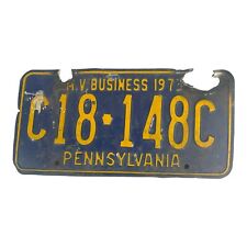 Pennsylvania 1973 MV Business License Plate Tag #C18-148C Penna Distressed READ picture