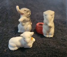 Three Antique German Bisque Miniature Animal Figurines Elephant & Lamb picture