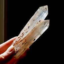 4.75in AAA ET DT Tantric Twin Colombian Blue Smoke Lemurian Quartz Crystal, Sant picture