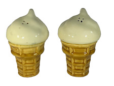 Vintage McCoy Pottery Ice Cream Cone Salt and Pepper Shakers Set Creamy White picture