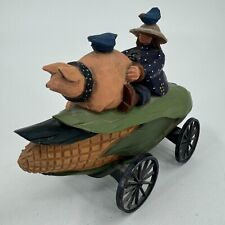 1996 Williraye Studio WW1434 Woman & Pig Riding Corn Cob Cart Figurine Decor picture
