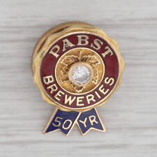 Vintage Pabst Blue Ribbon 50 Year Service Pin Diamond 14k Gold Enamel Lapel picture