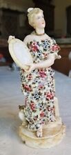 German Vintage Porcelain Figurine Maiden Holding Cameo Portrait Sitzendorf? picture