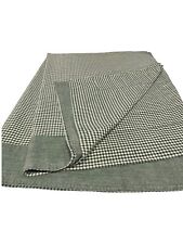 Large Tablecloth 100% Cotton VTG Dark Green Check with Border Reversible 96 X 66 picture