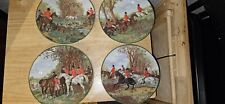6 Vintage Email de Limoges 1855 THE HUNT Fox Hunting Equestrian Plates 24E002 picture