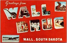 c1960s WALL DRUG South Dakota Large Letter Postcard Multi-View / Dexter Chrome picture