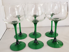 Cristal D'Arques Emerald 6 Hock Wine Glasses Green Flared Stem Made France picture