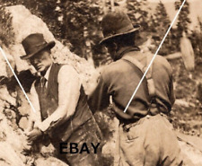 C 1907-1914 OOAK RPPC Postcard 2 Men Quarry Work Sledgehammer Chisel Velox BW picture