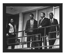 MARTIN LUTHER KING JR ON THE BALCONY OF THE LORRAINE MOTEL 8X10 B&W FRAMED PHOTO picture