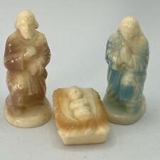 Vtg Miniature Plastic Nativity Set Mary Joseph Baby Jesus Christmas White 2.5