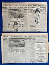 TWO NEWSPAPERS 1929 BRITISH PASSENGER ZEPPELIN TRANSATLANTIC FLIGHT R100 R101 picture