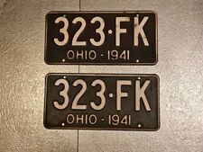 Vintage 1941 Ohio Licence Plate Pair picture