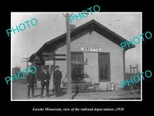 OLD 8x6 HISTORIC PHOTO OF LORETTO MINNESOTA THE RAILROAD DEPOT STATION c1920 picture
