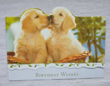 Golden Retriever Dog Puppies Birthday Wishes Greeting Card Cut out ADORABLE picture
