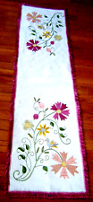 Antique runner 20s silk embr/ed floral & bird design on both ends Eastern Europe picture