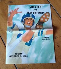 Rare 1961 Vintage Chester Vs. Haverford High School FOOTBALL PROGRAM picture