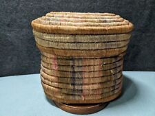 Vintage Oblong Hand Woven Coil Basket With Lid picture