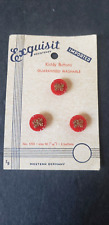 Vintage W. German Exquisit Buttons--3 Red w Gold Butterflies Kiddie, No. 1733 picture