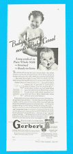 1933 GERBER's Baby Food cereal PRINT AD whole milk baby's health Doctor advice picture
