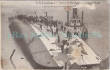Chicago IL - SS EASTLAND WRECK AT WELL STREET BRIDGE IN RIVER - Postcard picture