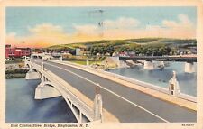 D1009 East Clinton Street Bridge, Binghamton, NY - 1939 Teich Linen Postcard picture