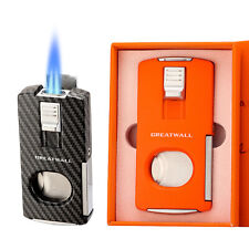 Luxurious Travel Cigar 1 Jet Flame Torch Lighter Stainless Guillotine Cut Gift picture