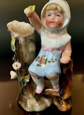 1900s Pretty SPILL FLOWER VASE Girl Butterfly on stump EXCELLENT  Europe Marked picture