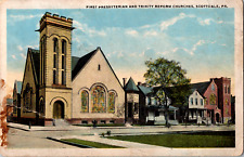 C. 1930's First Presbyterian And Trinity Reform Church Scottdale PA Postcard picture