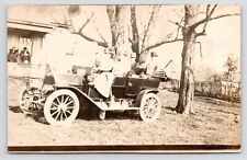 c1908 Antique Touring Car Victorian Women Men in Bowler Hats Photo RPPC Postcard picture