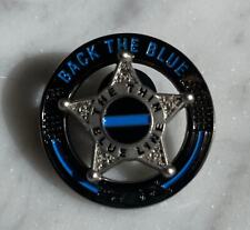 Back The Blue 5 Point Star Thin Blue Line Police Support Pin picture