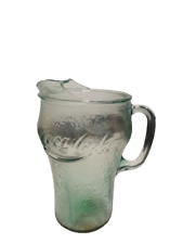 Vintage Coca Cola Glass Pitcher Green Pebbled Dimpled 64 oz  picture