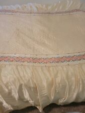 Vintage 1930s Satin quilted Bedspread Twin Pale Peach picture