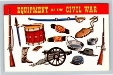 Civil War Mementoes, Rifle, Drum, Hats, Belts, Cannon, Boot, Cup Chrome Postcard picture
