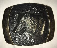 Vintage Solid Bronze Sculptured Wolf Steven S.L. Knight Vintage Belt Buckle 1980 picture