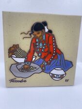 Vintage '85 CLEO TEISSEDRE Tile Wall Plaque, Trivet, Coaster Sante Fe New Mexico picture