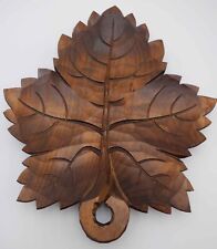 Vintage Hand Carved Leaf Dish Tray  Signed by Wood Artist EGON SCHWARZ  9-3/8